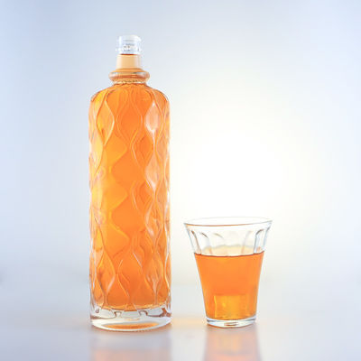 Botella de vidrio con grabado transparente de 750 ml para ginebra, ron, champán, brandy, tequila, whisky y licor