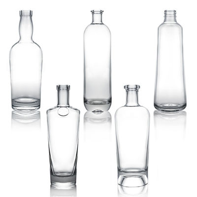 Material base Vidrio personalizado 500 ml 700 ml 750 ml Super Flint Botella de vidrio transparente redonda