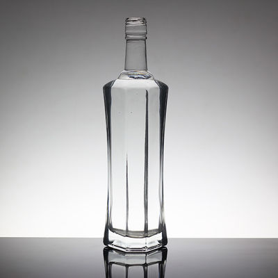 Flint Acid Etch Botellas de vidrio de forma única para ron Liquor Brandy Whisky Vodka Tequila