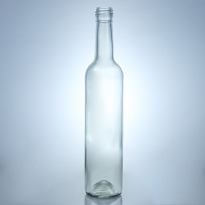Botella de licor de vidrio de 500 ml para whisky, ginebra, ron, vodka, decal, superficie de manipulación y tapa de tornillo