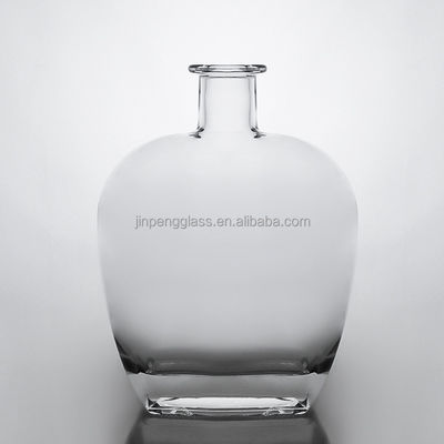 Botella de vidrio plana de 750 ml con corcho para vodka whisky ginebra bebida industrial