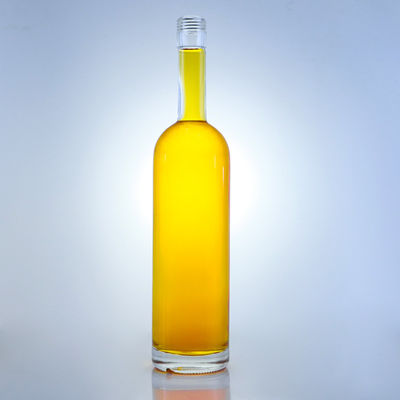 Base de vidrio cuello largo personalizado Super Flint Rum Vodka Whisky Tequila Botella de ginebra con corcho