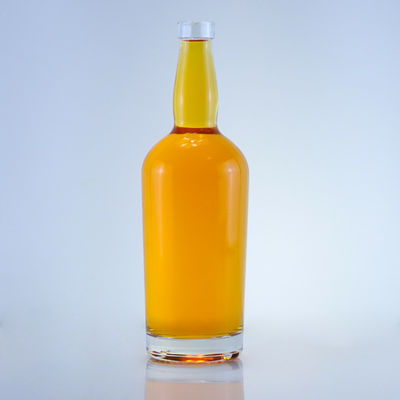 Logotipo personalizado Botella de vidrio redonda de 750 ml de sílex claro para Gin Rum Champagne Liquor