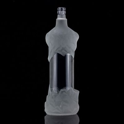 Botella de vidrio de sílex transparente de 500 ml 700 ml 750 ml para champán Gin Rum de diseño único
