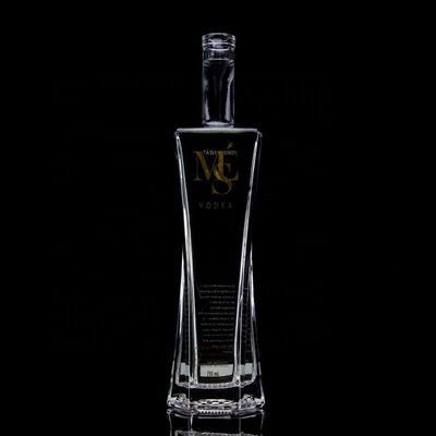Botella única de vidrio de 750 ml de hombro cuadrado con corcho para whisky rum vodka