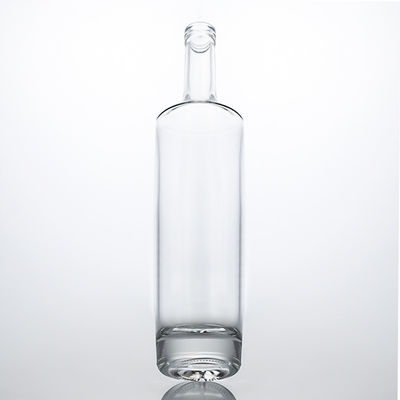 Collar de vidrio único material de cuello largo botella de alcohol para whisky vodka tequila gin ron
