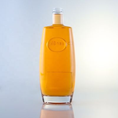 Embalaje de botellas de vidrio de 750 ml de brandy o whisky con diseño único y superficie de grabado ácido