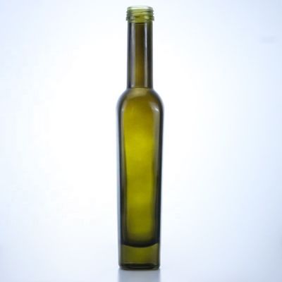 Botellas de vidrio de aceite de oliva de color verde oscuro 375 ml Acido, grabado de la superficie, manejo y color alto