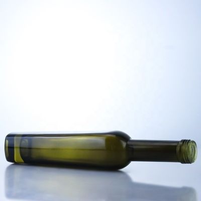 Botellas de vidrio de aceite de oliva de color verde oscuro 375 ml Acido, grabado de la superficie, manejo y color alto