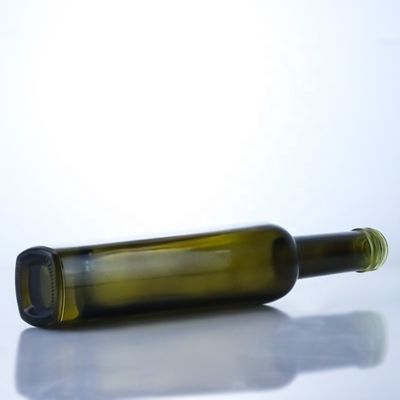 Botellas de vidrio de aceite de oliva de color verde oscuro 375 ml Acido, grabado de la superficie, manejo y color alto