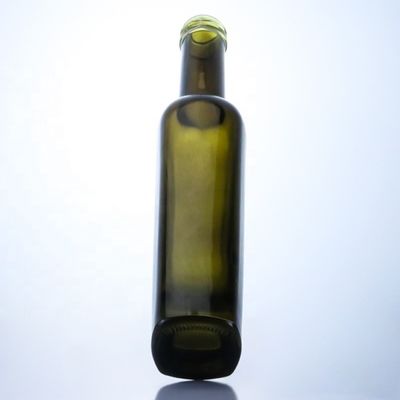 Botellas de vidrio de aceite de oliva de color verde oscuro 375 ml Acido, grabado de la superficie, manejo y color alto