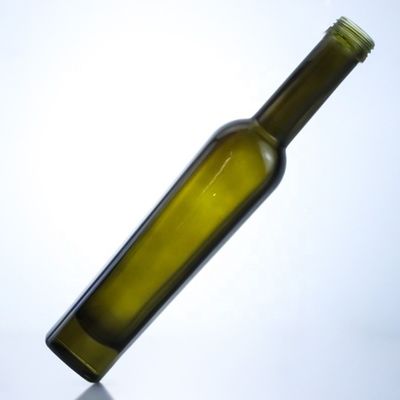 Botellas de vidrio de aceite de oliva de color verde oscuro 375 ml Acido, grabado de la superficie, manejo y color alto