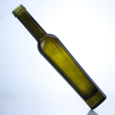 Botellas de vidrio de aceite de oliva de color verde oscuro 375 ml Acido, grabado de la superficie, manejo y color alto