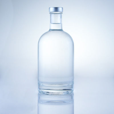 Botella redonda de vidrio de 375 ml Botella vacía clara para bebidas alcohólicas con manipulación superficial de grabado ácido