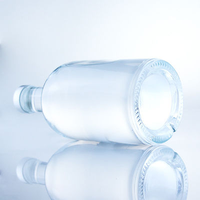 Botella redonda de vidrio de 375 ml Botella vacía clara para bebidas alcohólicas con manipulación superficial de grabado ácido