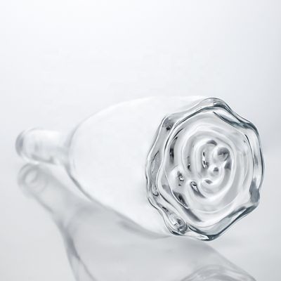 Logotipo personalizado Unico Fondo Floral Super Flint Cuello Largo Botella de vidrio de 750 ml para corcho de ginebra