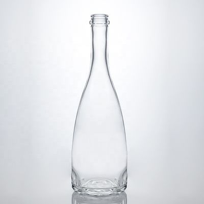 Logotipo personalizado Unico Fondo Floral Super Flint Cuello Largo Botella de vidrio de 750 ml para corcho de ginebra