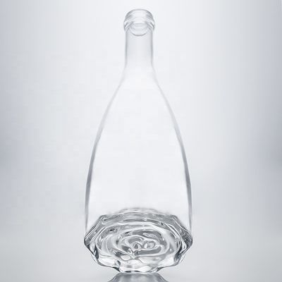 Logotipo personalizado Unico Fondo Floral Super Flint Cuello Largo Botella de vidrio de 750 ml para corcho de ginebra