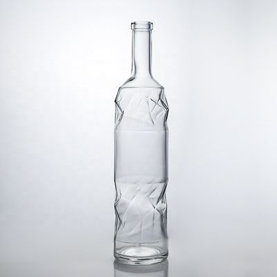 Botellas de vidrio de sílex super transparente de 750 ml para whisky y vino de ginebra con ron