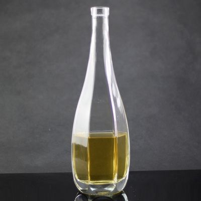 Botellas de embalaje de aceite de oliva de cuello de vidrio con diseño poligonal y cierre de tapa de corcho