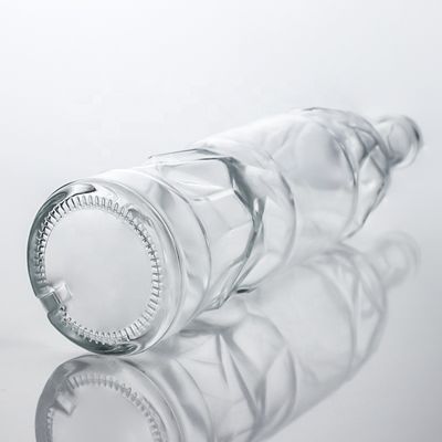 Botellas de vidrio de sílex super transparente de 750 ml para whisky y vino de ginebra con ron