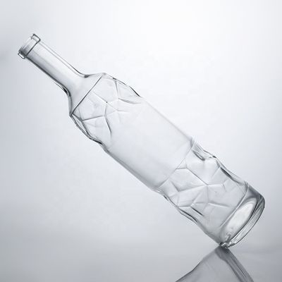 Botellas de vidrio de sílex super transparente de 750 ml para whisky y vino de ginebra con ron