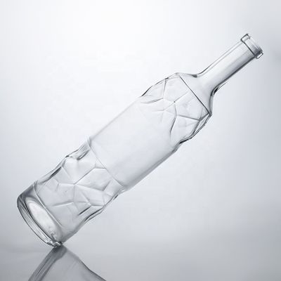 Botellas de vidrio de sílex super transparente de 750 ml para whisky y vino de ginebra con ron
