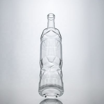 Botellas de vidrio de sílex super transparente de 750 ml para whisky y vino de ginebra con ron