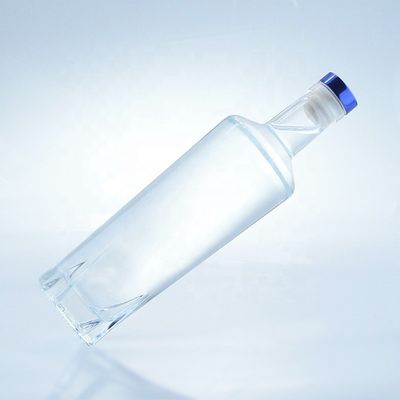 Collar de vidrio Botella de vidrio para bebidas alcohólicas 750 ml con tapón de corcho