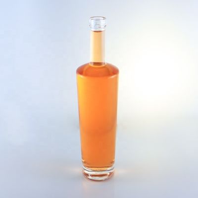 Botella de vidrio de sílex de cuello largo de 750 ml con corchos y manipulación de la superficie de grabado ácido