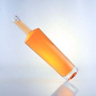 Botella de vidrio de sílex de cuello largo de 750 ml con corchos y manipulación de la superficie de grabado ácido