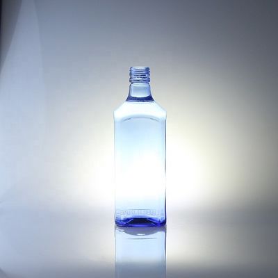 Acid Etch diseño personalizado Cuadrado 750ml Botellas de vidrio de color azul para vodka whisky único