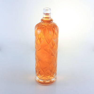 Botella de vidrio con grabado transparente de 750 ml para ginebra, ron, champán, brandy, tequila, whisky y licor
