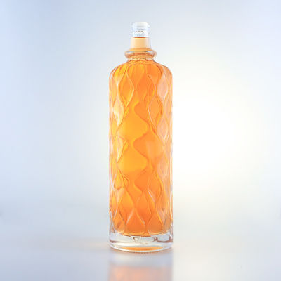 Botella de vidrio con grabado transparente de 750 ml para ginebra, ron, champán, brandy, tequila, whisky y licor