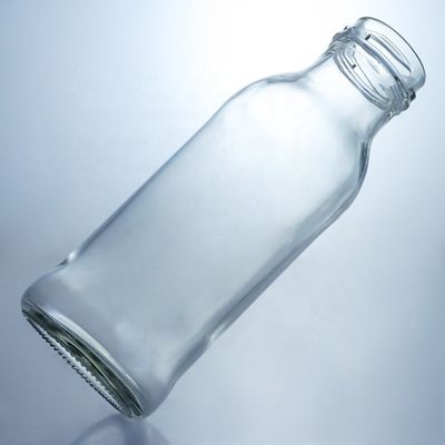 Botella de bebida de vidrio transparente Popular 100ml260ml 500ml 1000ml Botella redonda con tapa de tornillo