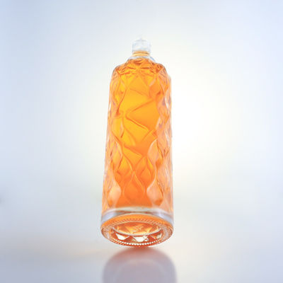 Botella de vidrio con grabado transparente de 750 ml para ginebra, ron, champán, brandy, tequila, whisky y licor