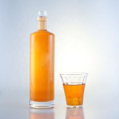 Botellas de vidrio para bebidas chinas de 750 ml de tipo de sellado de corcho extra de sílex para vodka
