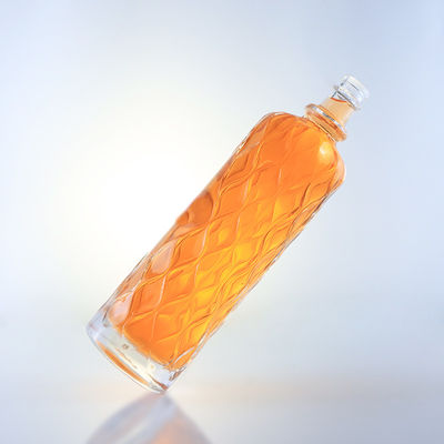Botella de vidrio con grabado transparente de 750 ml para ginebra, ron, champán, brandy, tequila, whisky y licor