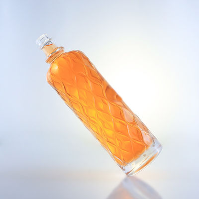 Botella de vidrio con grabado transparente de 750 ml para ginebra, ron, champán, brandy, tequila, whisky y licor