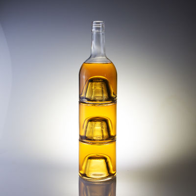 Cuerpo de vidrio último modelo botella de whisky de licor mini con tapa de aluminio 50ml 100ml 200ml