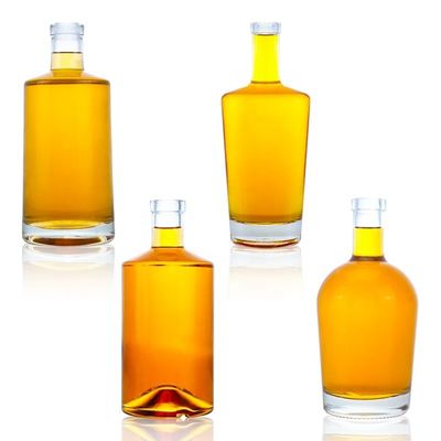 Botella de vino de forma ovalada y clara 500 ml 700 ml 750 ml con tapones para bebidas