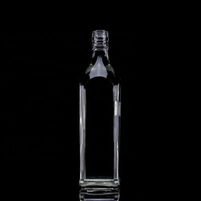 Botella de whisky de vidrio Cuadrada 700 ml Fondo grueso 750 ml 500 ml Botellas de tequila para bebidas espirituosas