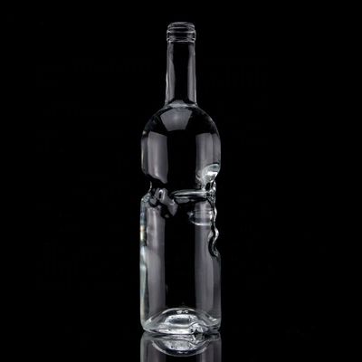 Botellas de vidrio en forma de guitarra de 700 ml con tapa de corcho para whisky de vodka claro o personalizado