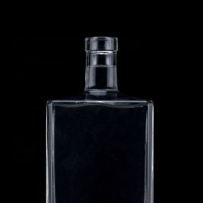 Impresión en pantalla Botella de vidrio transparente de 1000 ml para vodka de forma cuadrada con tapa de tornillo