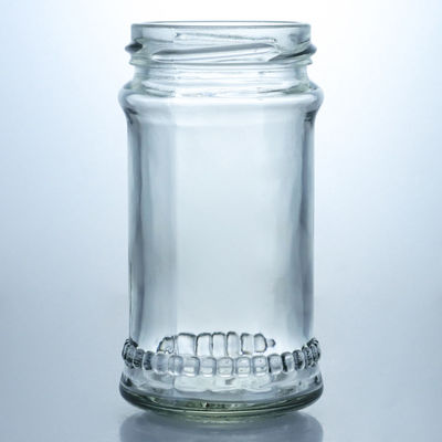 Contenedor de alimentos tapa metálica frascos de vidrio transparente de miel para almacenamiento de mermelada de miel personalizada