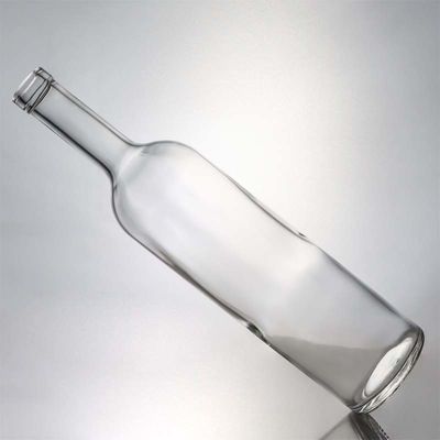 Botella de vidrio de cuello largo y transparente de 750 ml para whisky, champán, brandy y licores industriales