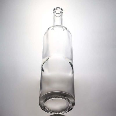 Botella de vidrio de cuello largo y transparente de 750 ml para whisky, champán, brandy y licores industriales