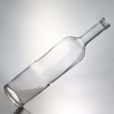 Botella de vidrio de cuello largo y transparente de 750 ml para whisky, champán, brandy y licores industriales