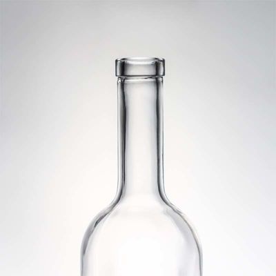 Botella de vidrio de cuello largo y transparente de 750 ml para whisky, champán, brandy y licores industriales