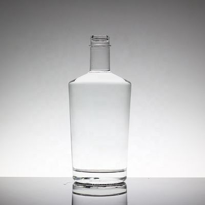 Botellas redondas de vidrio de vodka de cristal de 750 ml con cuello de vidrio